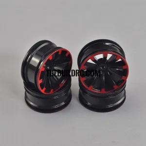 1/10 RC Car 26mm 10 Spoke 3mm Offset DRIFT Sporty Wheel 4pcs - Red / Black