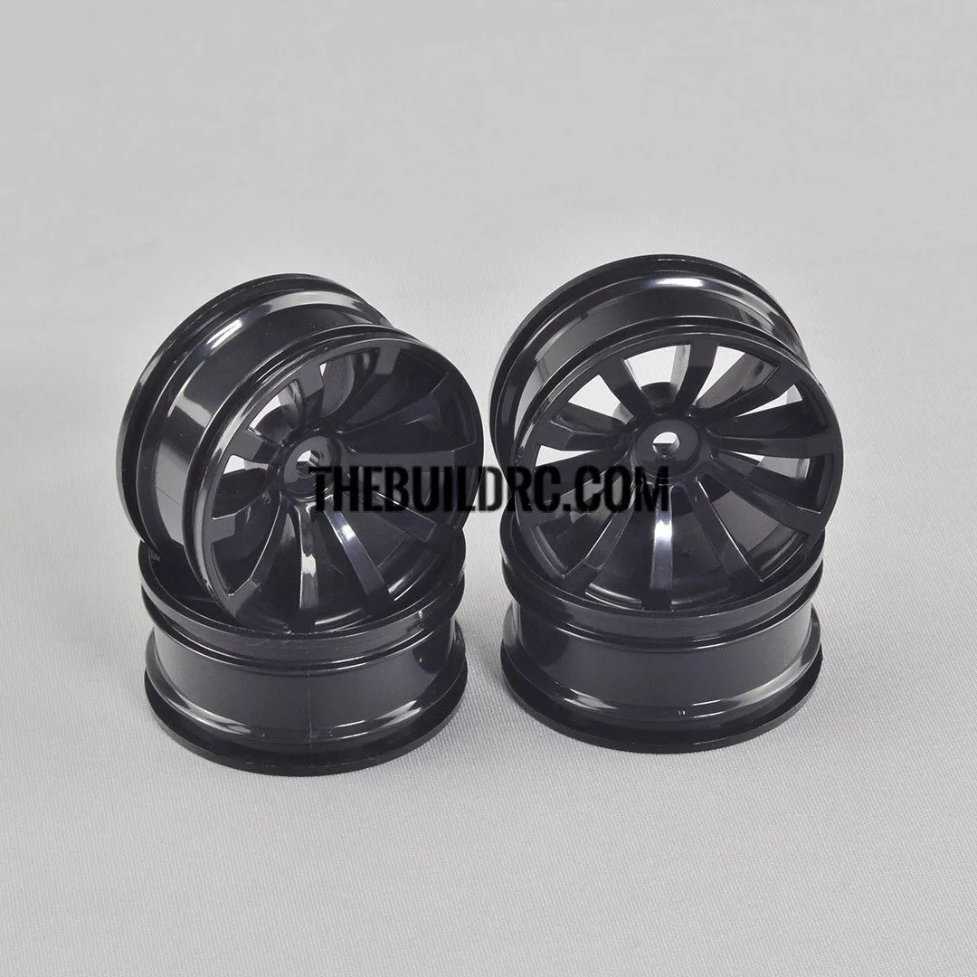 1/10 RC Car 26mm 10 Spoke 6mm Offset DRIFT Sporty Wheel 4pcs - Black