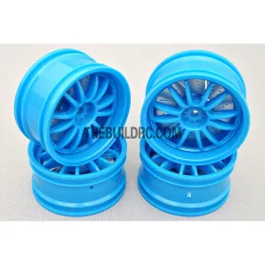 1/10 RC Car 26mm 12 Removeable Spoke 2mm Offset DRIFT Sporty Wheel 4pcs - Blue