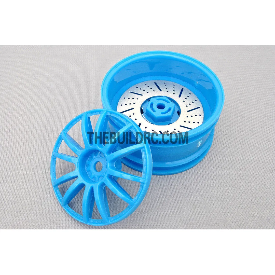 1/10 RC Car 26mm 12 Removeable Spoke 2mm Offset DRIFT Sporty Wheel 4pcs - Blue