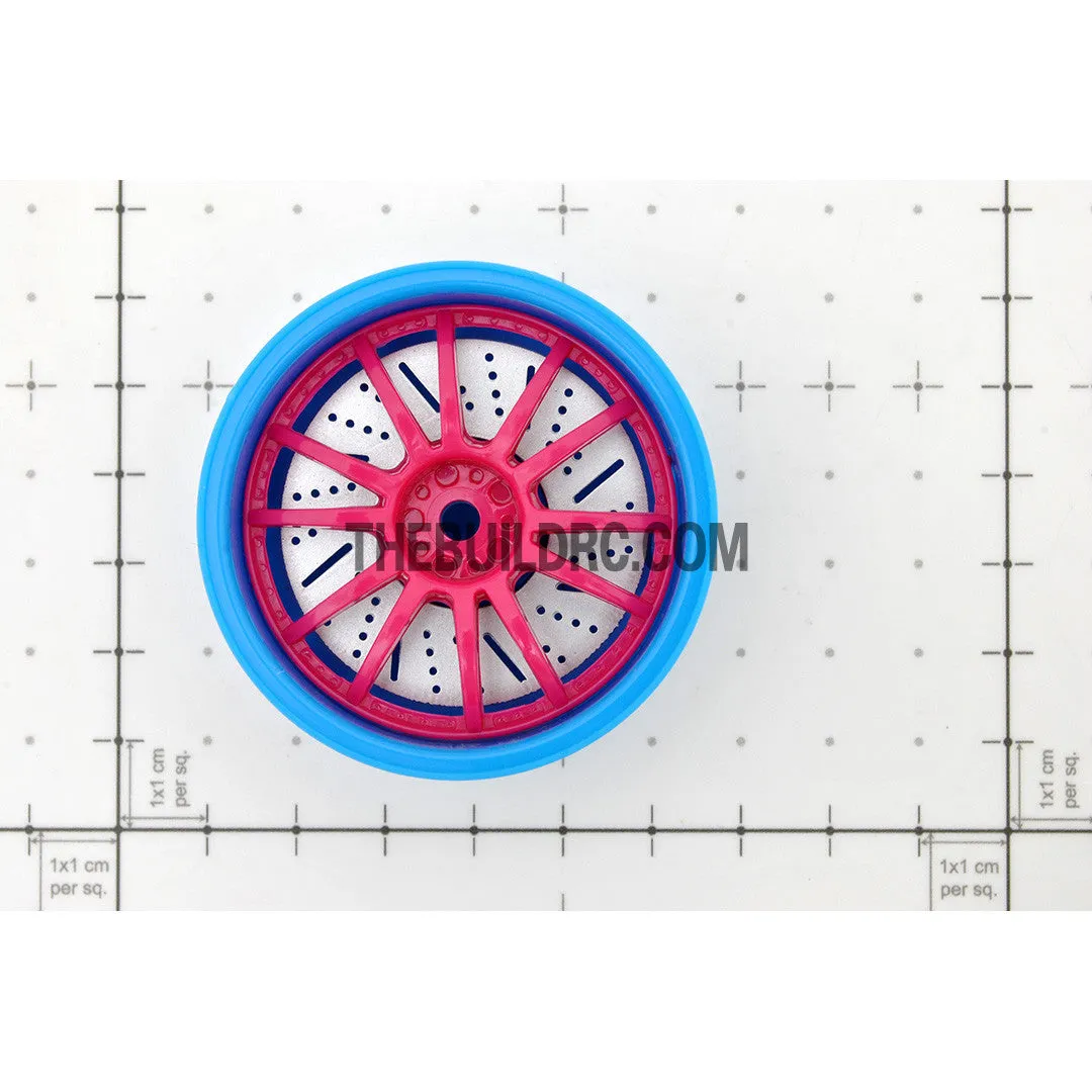 1/10 RC Car 26mm 12 Removeable Spoke 2mm Offset DRIFT Sporty Wheel 4pcs - Blue