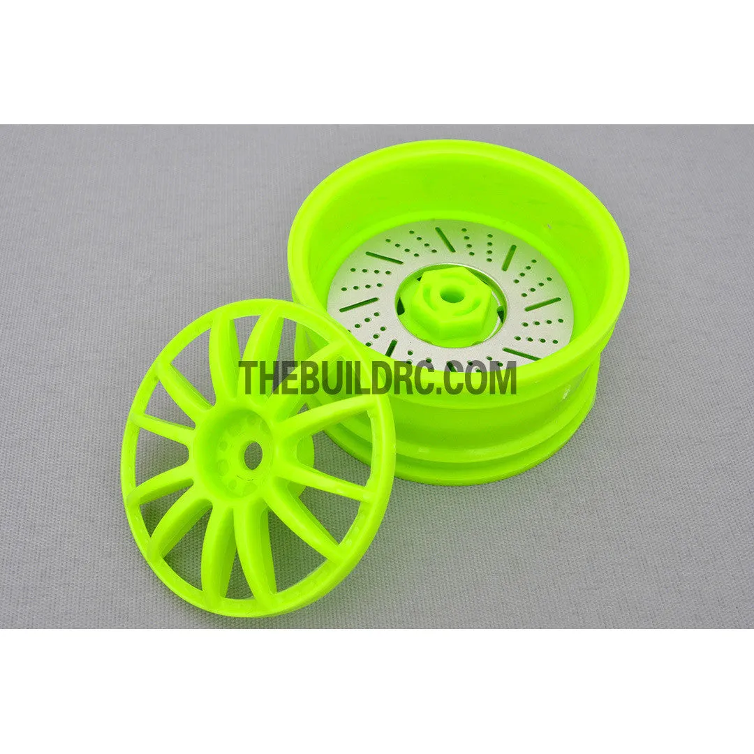 1/10 RC Car 26mm 12 Removeable Spoke 2mm Offset DRIFT Sporty Wheel 4pcs - Green