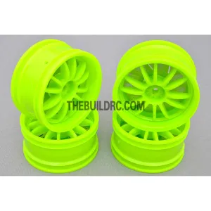 1/10 RC Car 26mm 12 Removeable Spoke 2mm Offset DRIFT Sporty Wheel 4pcs - Green