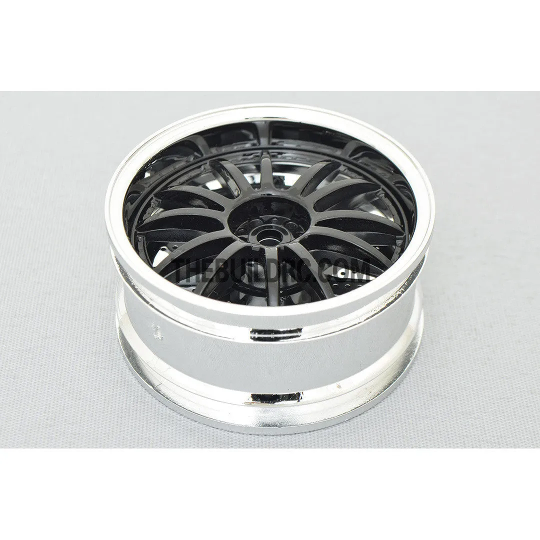 1/10 RC Car 26mm 12 Removeable Spoke 2mm Offset DRIFT Sporty Wheel 4pcs - Silver / Black