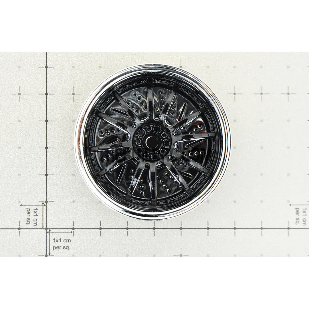 1/10 RC Car 26mm 12 Removeable Spoke 2mm Offset DRIFT Sporty Wheel 4pcs - Silver / Black