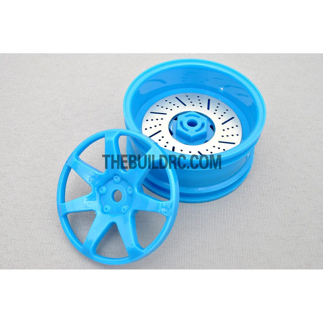 1/10 RC Car 26mm 7 Removeable Spoke 2mm Offset DRIFT Sporty Wheel 4pcs - Blue