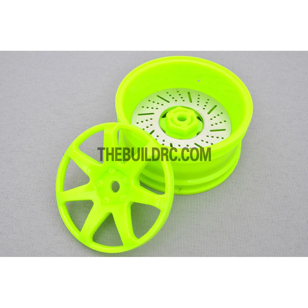 1/10 RC Car 26mm 7 Removeable Spoke 2mm Offset DRIFT Sporty Wheel 4pcs - Green