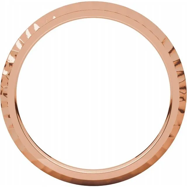 14K Rose 2 mm Half Round Band with Hammer Finish