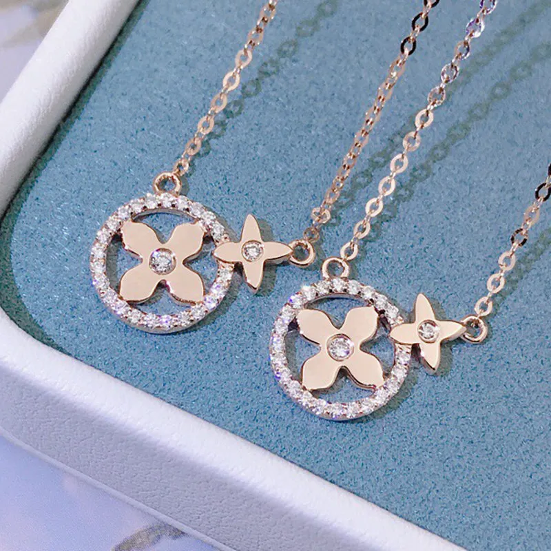 18K Gold 0.15ct Natural Diamond Round Little Stars Halo Necklace
