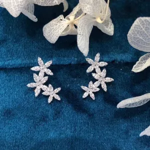 18k Gold Diamond Flower Earrings Exclusively Handcrafted 0.50 Carat Natural Diamond (H-F Color, VS1-VS2 Clarity)