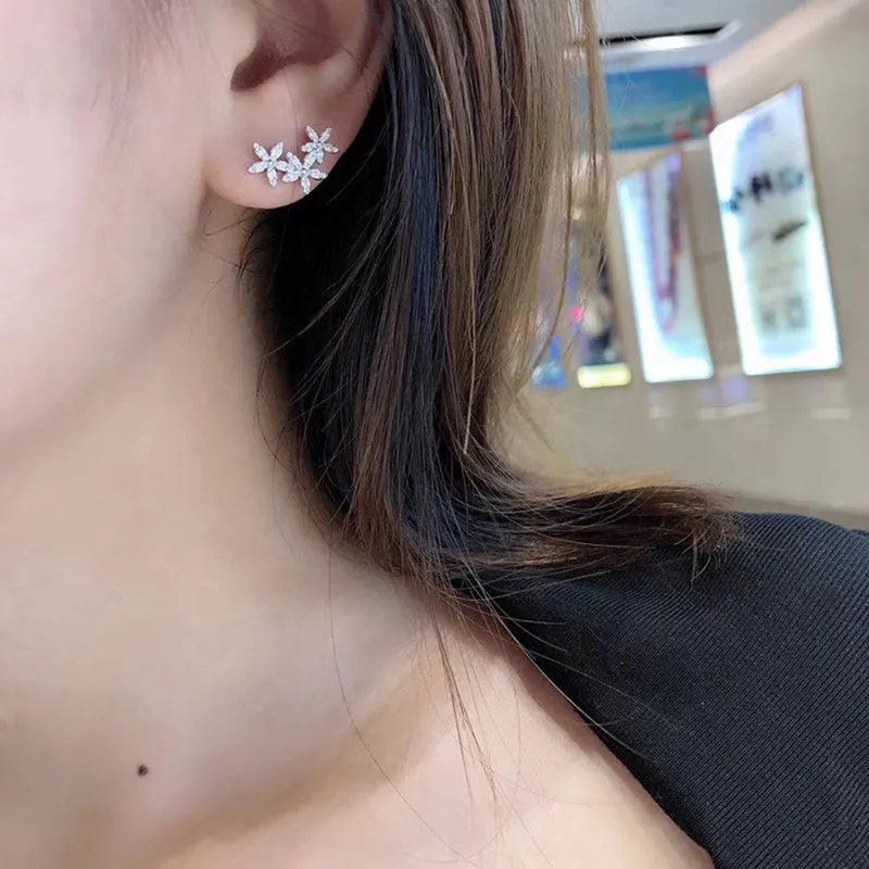 18k Gold Diamond Flower Earrings Exclusively Handcrafted 0.50 Carat Natural Diamond (H-F Color, VS1-VS2 Clarity)