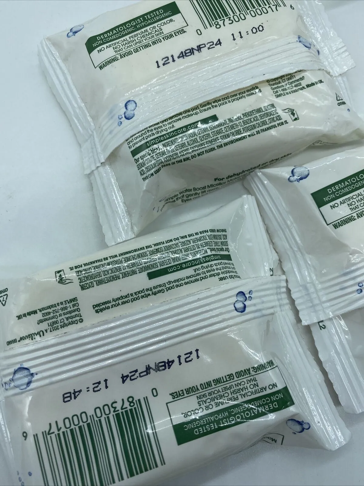 (3) Simple Water Boost Micellar Make-Up Remover Eye Pads 30 Wipes COMBINE SHIP!