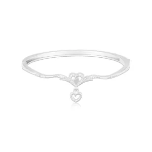 925 Sterling Silver Double Heart Flutter Rhodium Plated Bracelet for Women