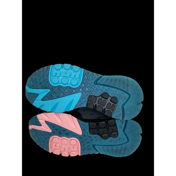 Adidas Ninja Nite Glow Jogger J Multi Color Sneaker Youth Kids 5 Black/Blue/Pink