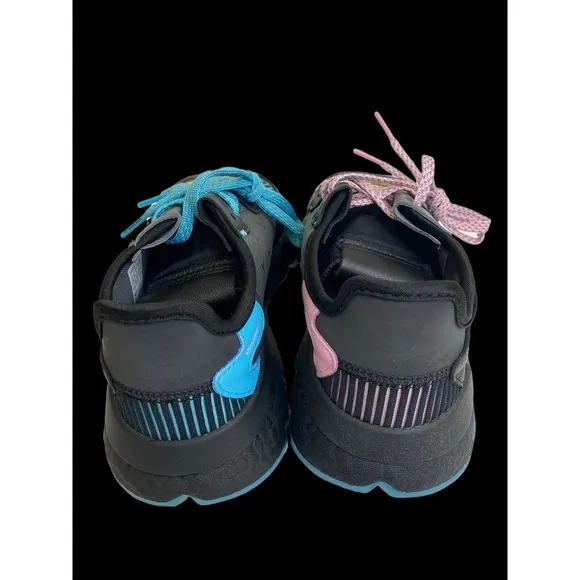 Adidas Ninja Nite Glow Jogger J Multi Color Sneaker Youth Kids 5 Black/Blue/Pink