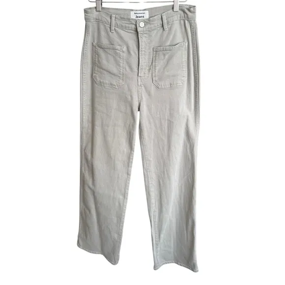 Alyssa High Rise Wide Leg Long Jeans in Moss Green