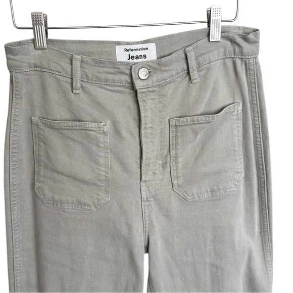 Alyssa High Rise Wide Leg Long Jeans in Moss Green