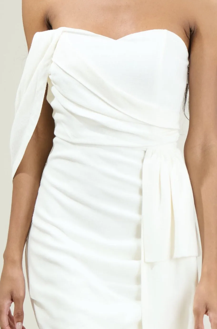 Amina White Pleated Dress