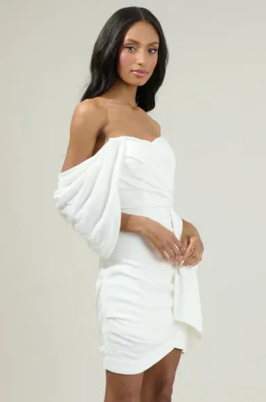 Amina White Pleated Dress