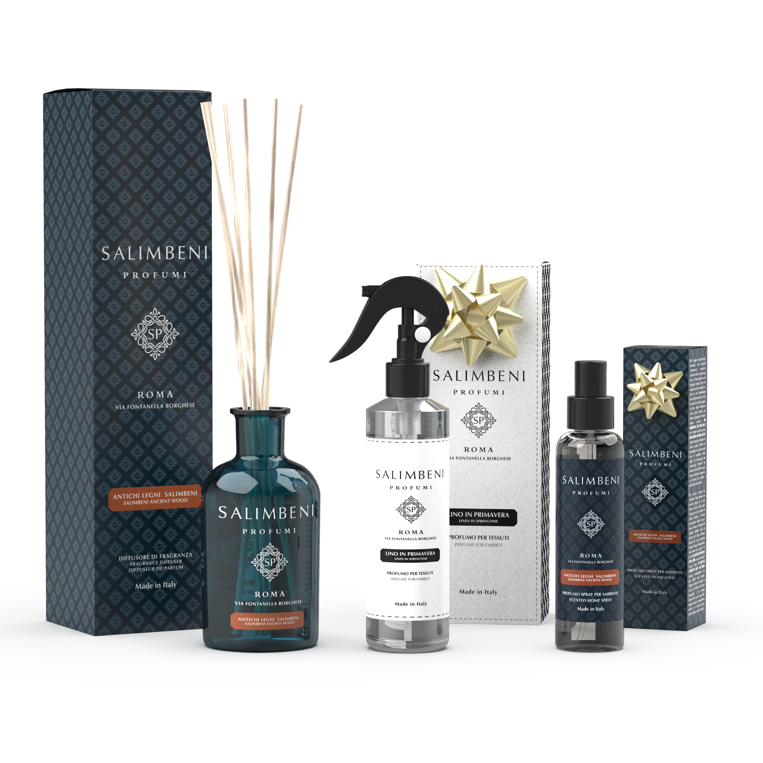 Antichi legni Salimbeni 250 ml   Profumo Spray per Tessuti - Lino in Primavera in PROVA OMAGGIO   Spray per Ambienti da 150 ml Antichi legni Salimbeni in PROVA OMAGGIO