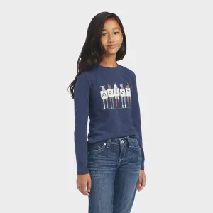 Ariat Youth Fan Club LS Tee Navy Heather