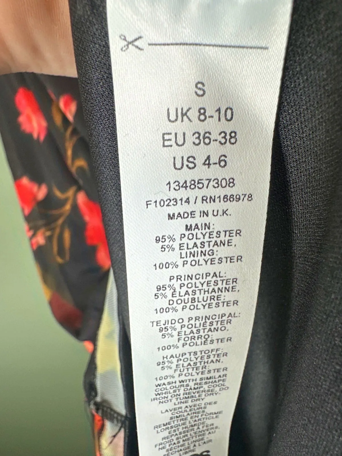 ASOS Black Floral Midi Skirt UK S