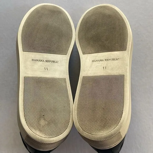 BANANA REPUBLIC Men’s Black Leather Sneakers with Leather Lining Size 11
