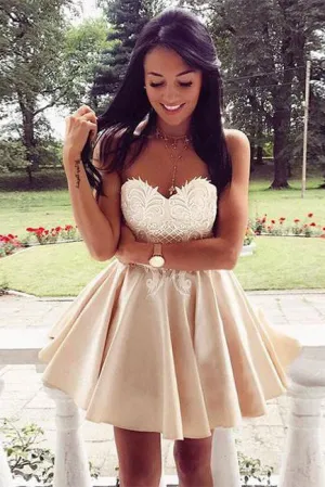 Beautiful Homecoming Dress Sexy Fashion Appliques Short Prom Dress Party Dress OHM157