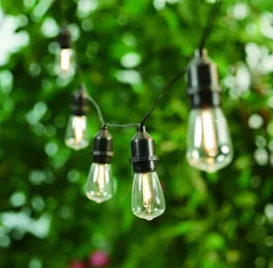 Better Homes & Gardens 15-Count Solar Powered Edison Outdoor String Lights,