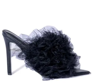 BLACK TULLE HEELS