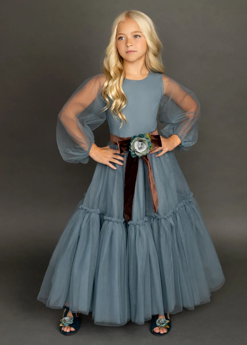 Blair Belt in Teal/Dark Brown