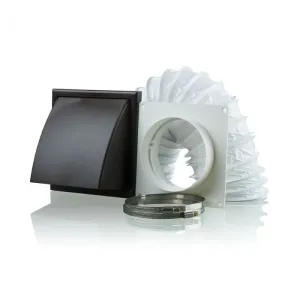 Blauberg DK-100-PVC-BRO Ventilation PVC Flexible Duct Cowled Wall Kit 4" 100mm Brown