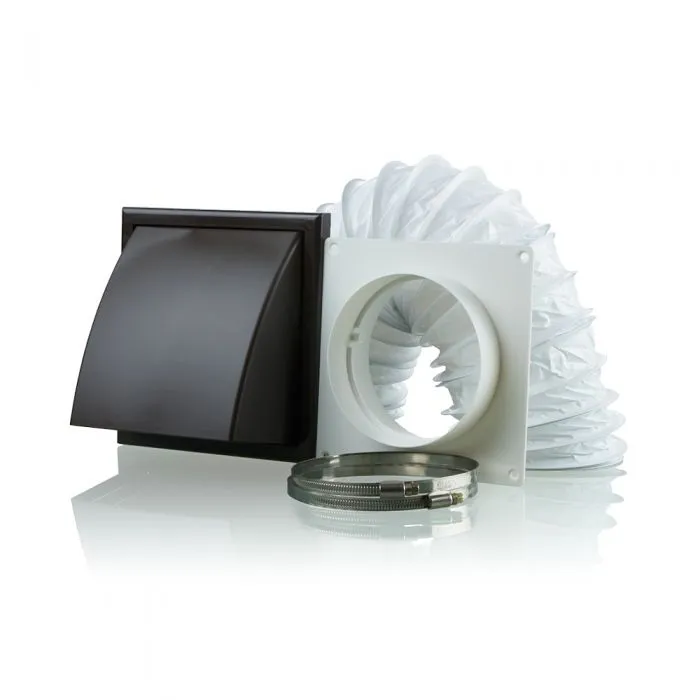 Blauberg DK-100-PVC-BRO Ventilation PVC Flexible Duct Cowled Wall Kit 4" 100mm Brown