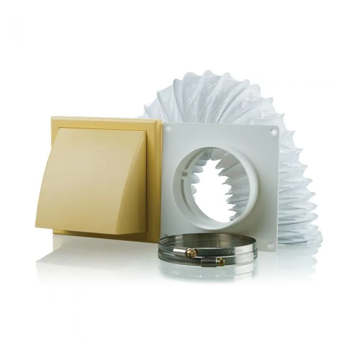 Blauberg DK-125-PVC-COT Ventilation PVC Flexible Duct Cowled Wall Kit 5" 125mm Cotswold Stone