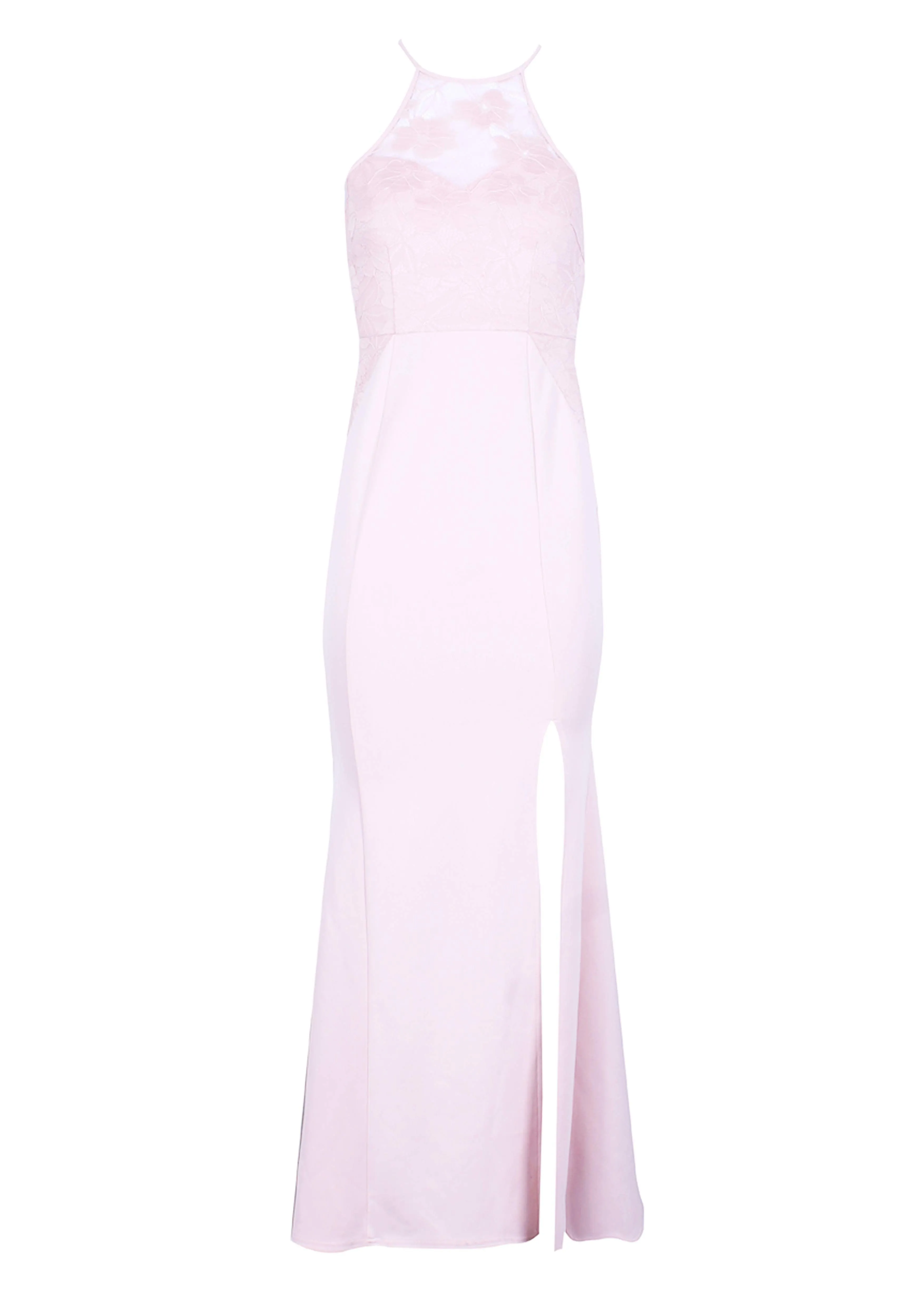 Blush Lace Top Maxi Dress With Thigh High Split