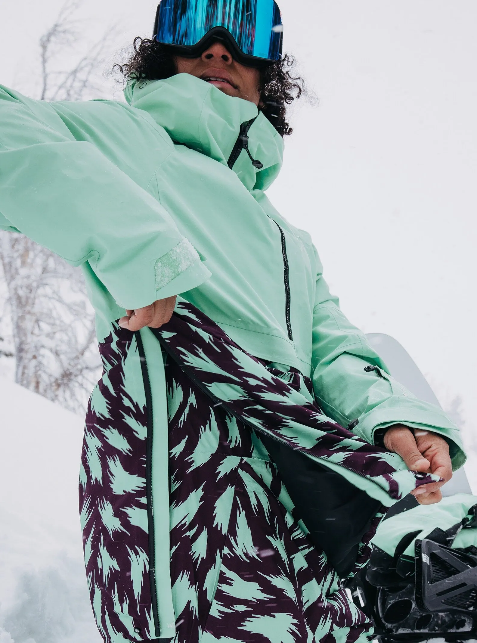 Burton [ak] Kimmy GORE-TEX Anorak Jacket Womens 2025 Powder Mint / Fur Purple Root