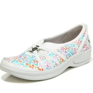 BZees Niche Washable Slip-on Flats White Floral