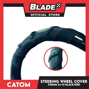 Catom Carbon Sporty Steering Wheel Cover 370mm (Black) Universal Fit For Any Cars