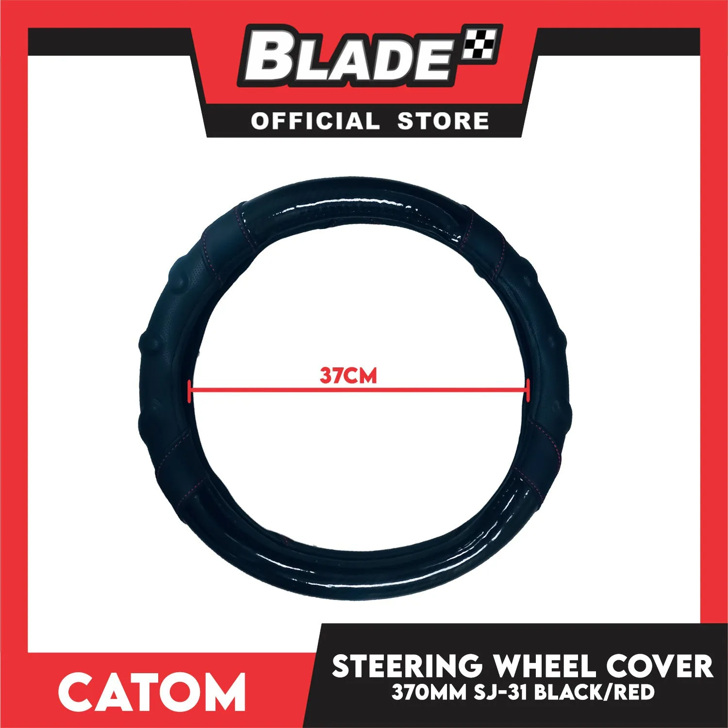 Catom Carbon Sporty Steering Wheel Cover 370mm (Black) Universal Fit For Any Cars
