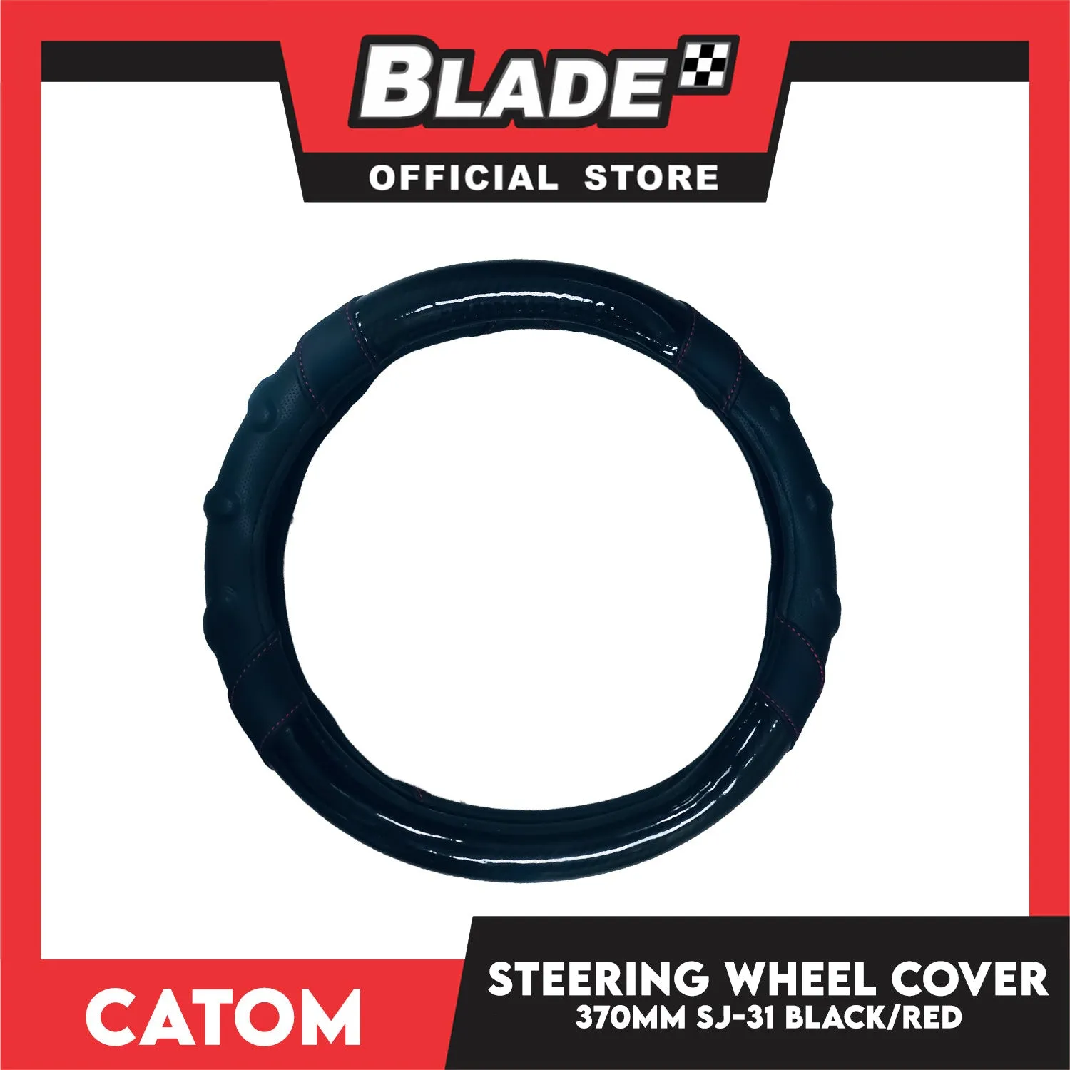 Catom Carbon Sporty Steering Wheel Cover 370mm (Black) Universal Fit For Any Cars