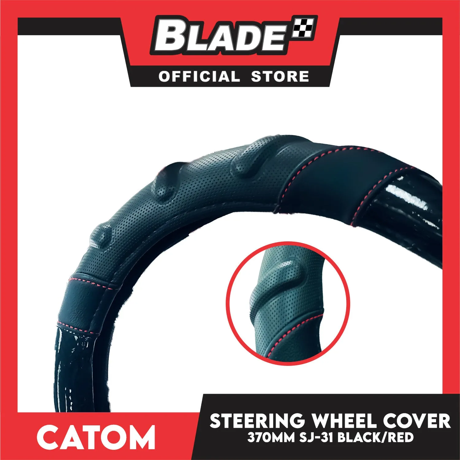 Catom Carbon Sporty Steering Wheel Cover 370mm (Black) Universal Fit For Any Cars