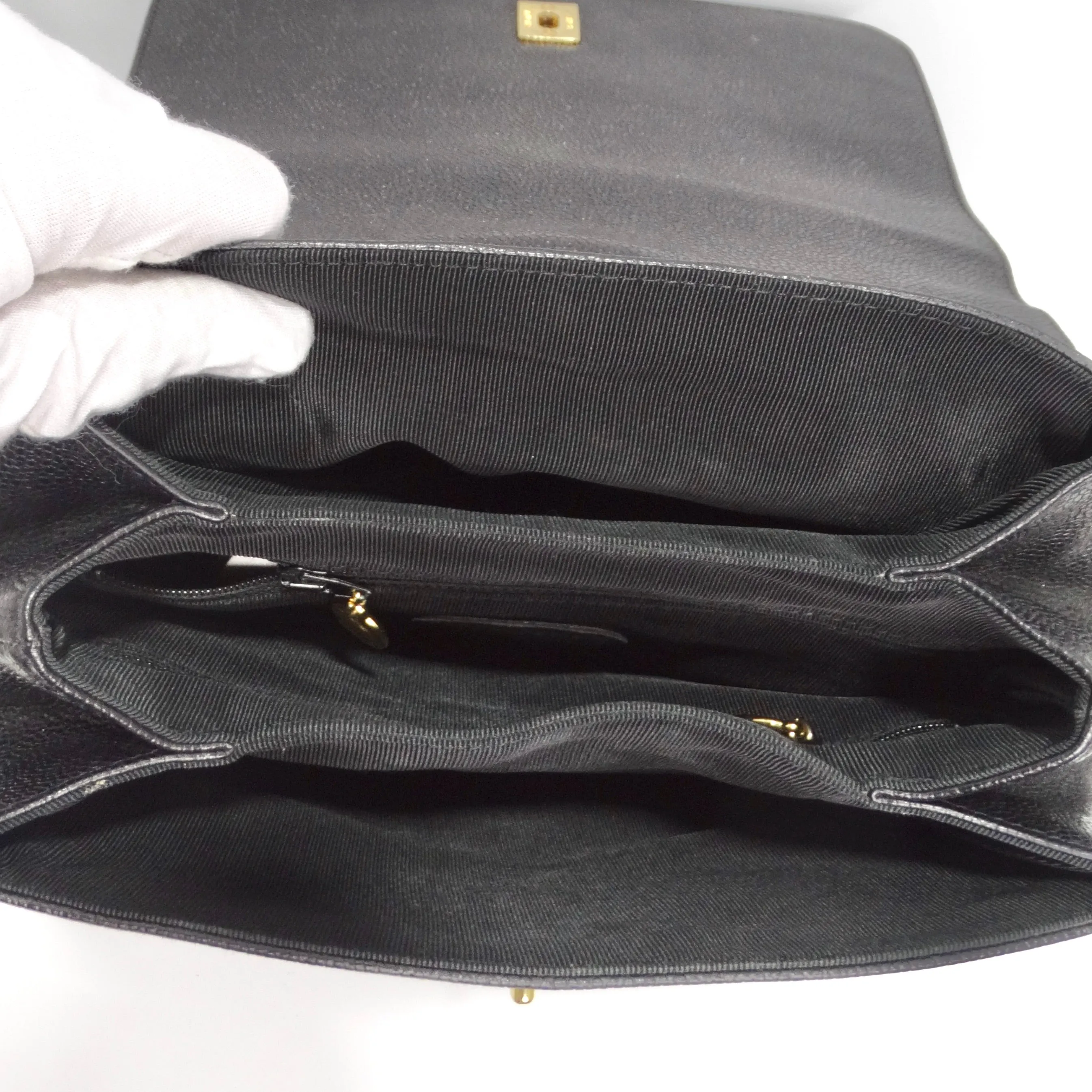 Chanel 1997 Black CC Leather Backpack