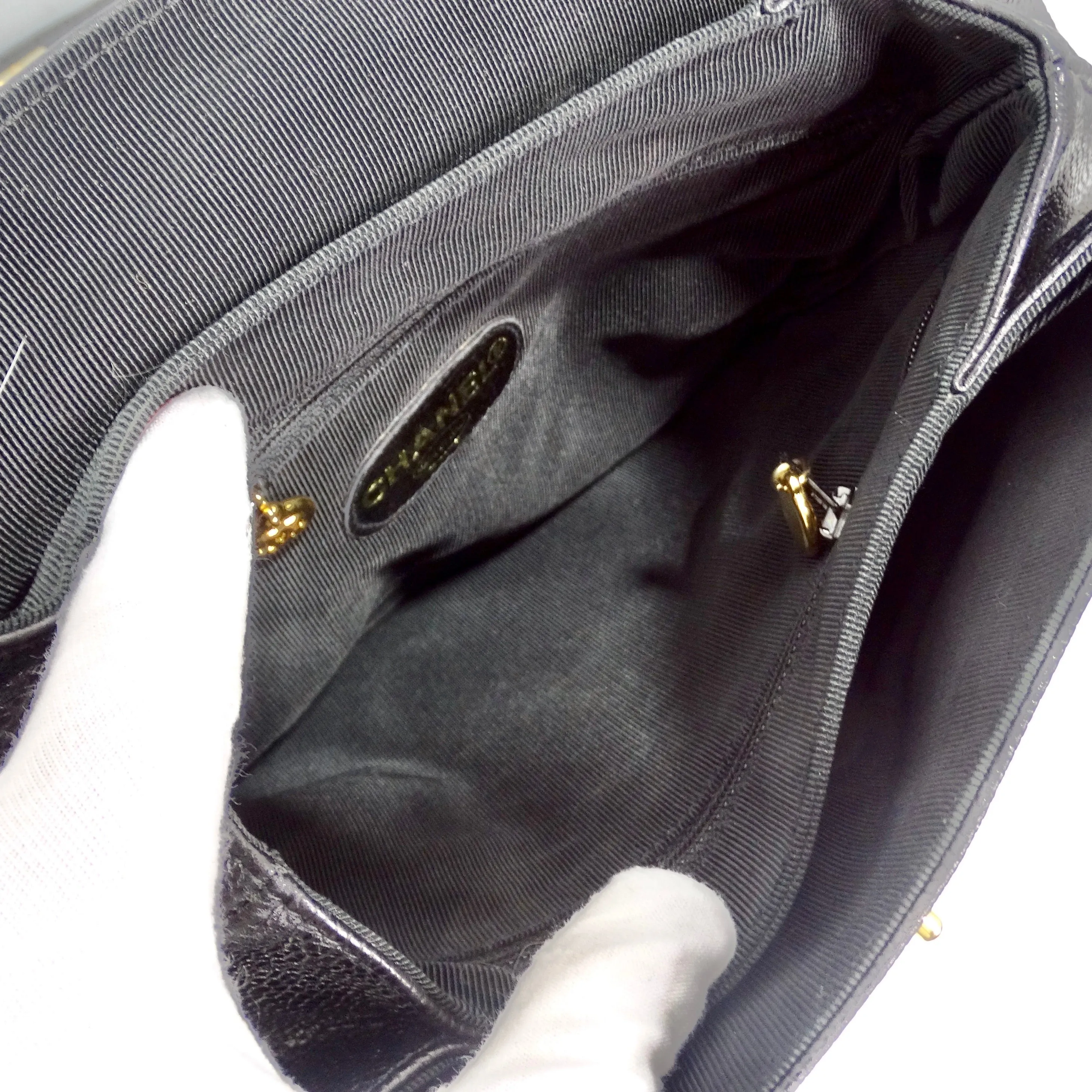 Chanel 1997 Black CC Leather Backpack