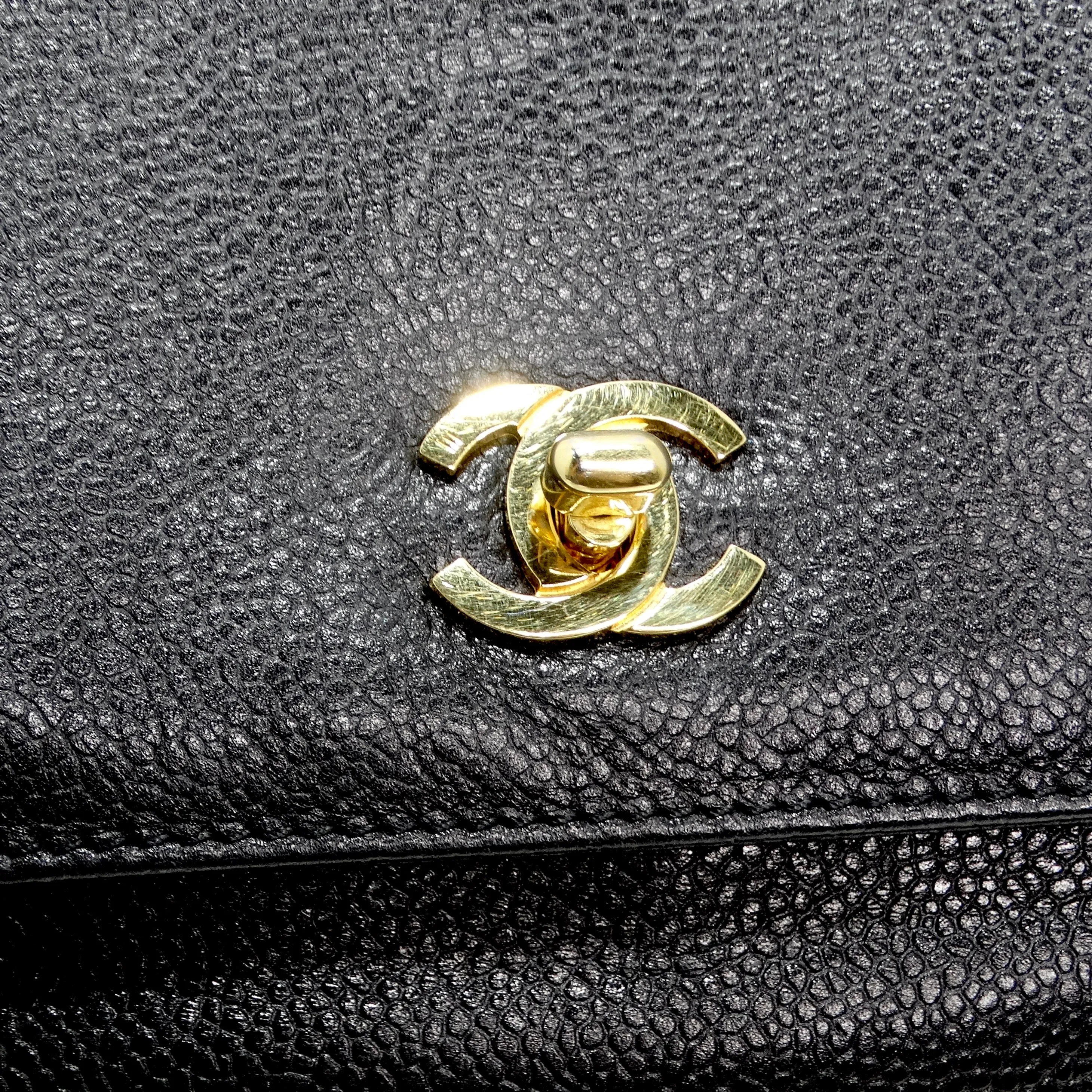 Chanel 1997 Black CC Leather Backpack