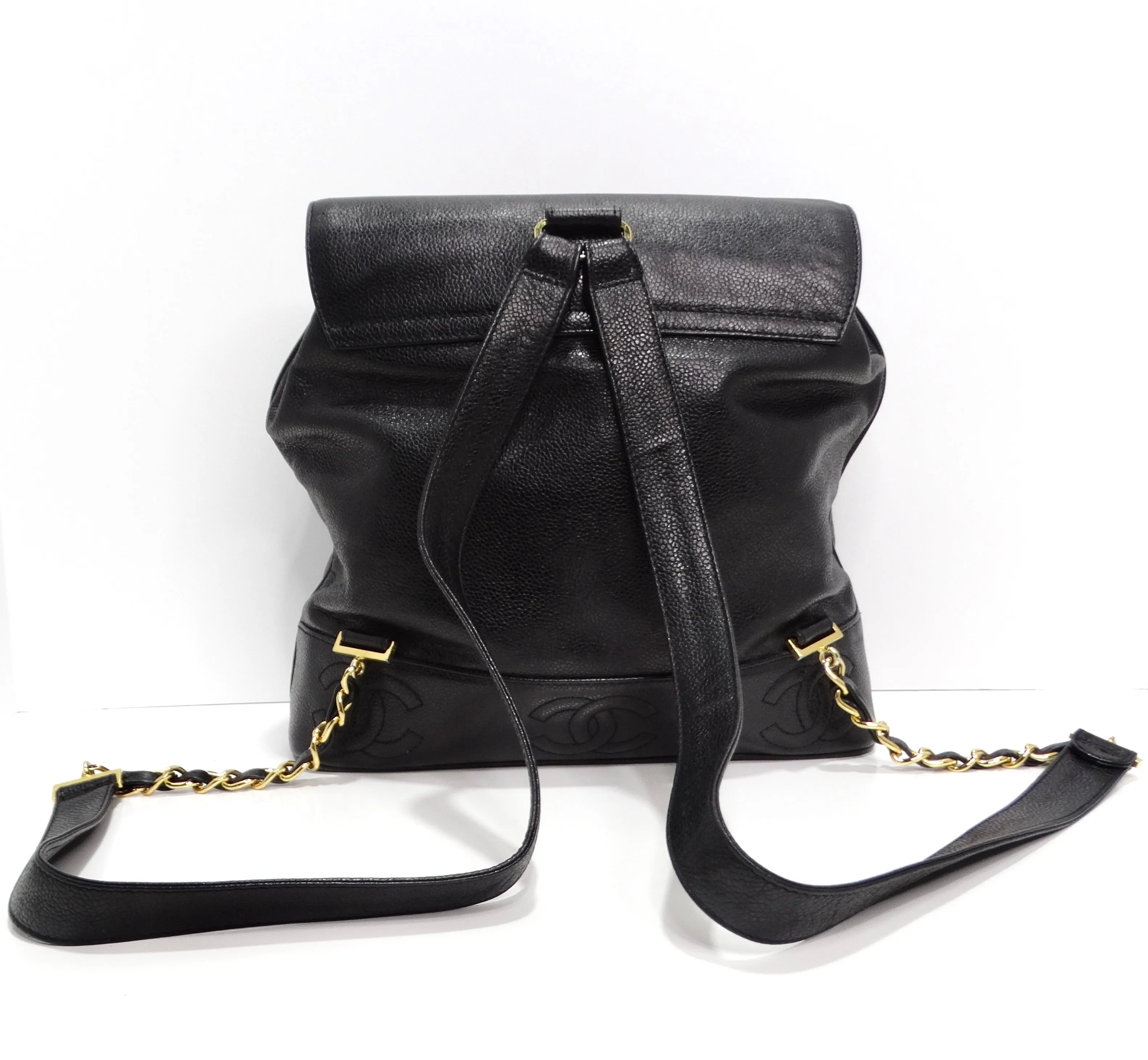 Chanel 1997 Black CC Leather Backpack