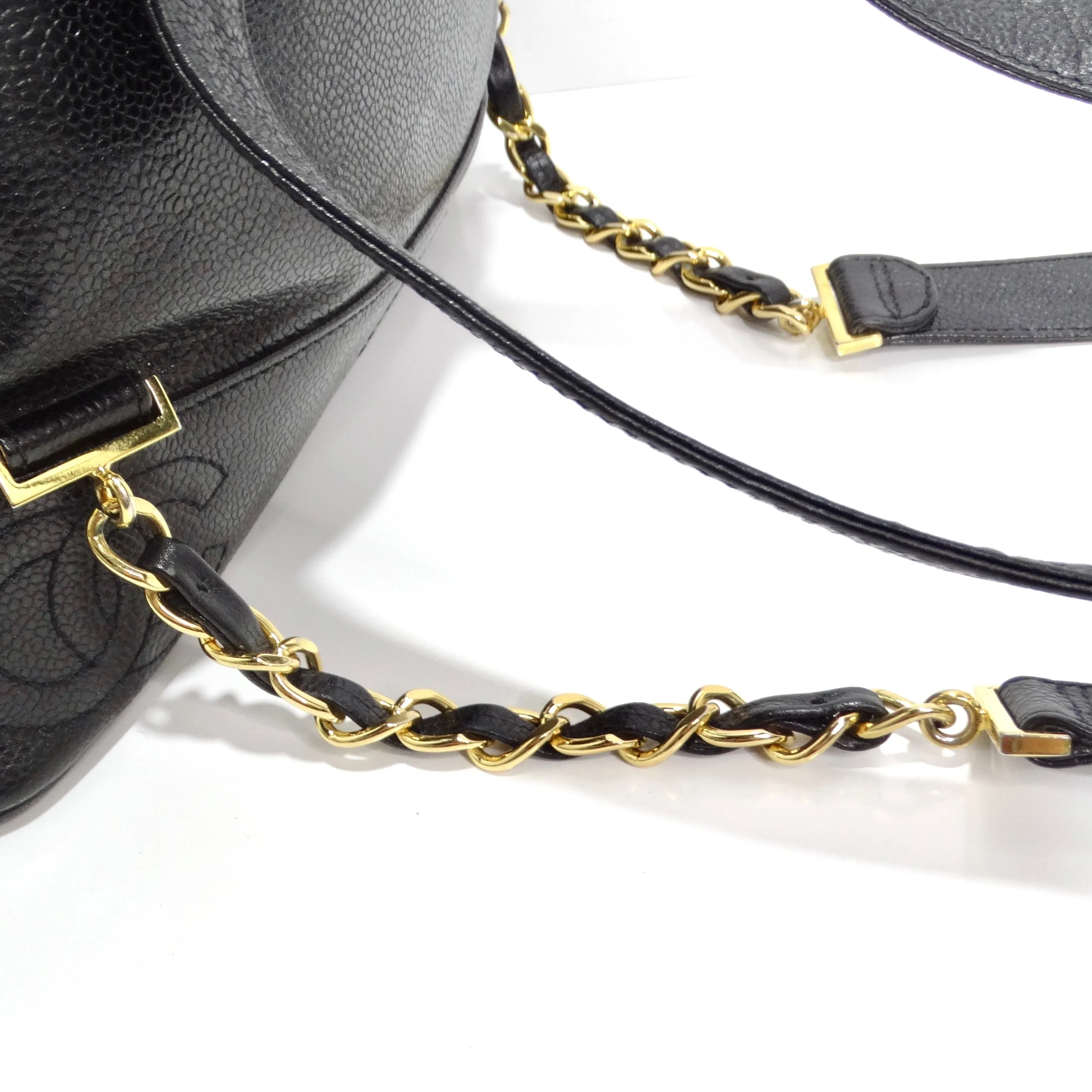 Chanel 1997 Black CC Leather Backpack