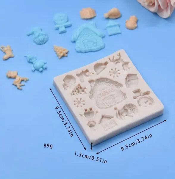 Christmas Gingerbread House & Icons Fondant Silicone Mould