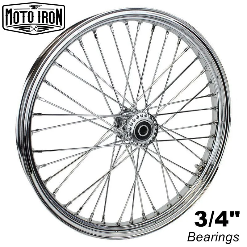 Chrome Front 40 Spoke Spool Hub Wheel 21 x 2.15 fits Harley (3/4" Bearings)