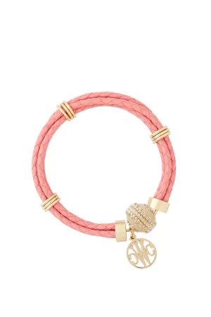 Clara Williams Aspen Braided Leather Watermelon Pink Bracelet
