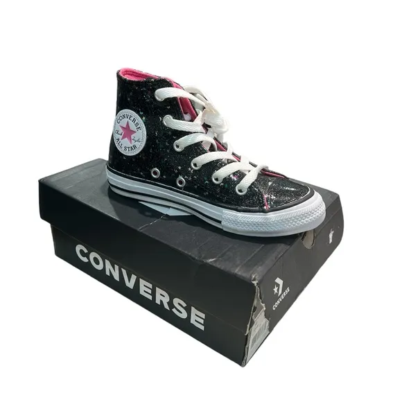 Converse CTAS Junior Kid's Black Galaxy Shimmer Sneaker Size 12 Junior